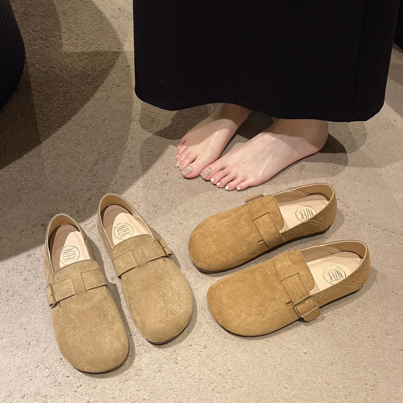 

Женские туфли Birkenstocks на плоской подошве, новинка 2025 года, лето, весна и осень, женские туфли Doudou с мягкой подошвой и одной педалью Birkenstocks 35 хаки
