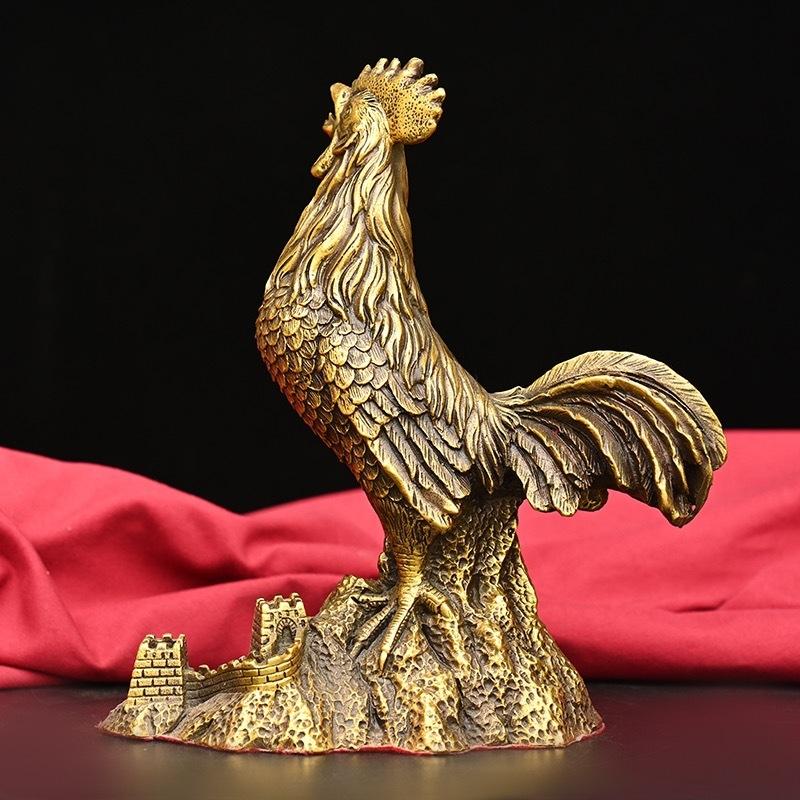 Exquisitely Crafted , Brass Ornament, Large Golden , Copper , Great Wall Rooster Orname