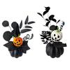 Halloween Spooky Pumpkin Decoration, Eyeball Pumpkin Figurine with Black Artificial Leaves, Holiday Party Ornament for Home, Office, Haunted House