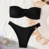 Bikini Set for Women Solid Color 2 Piece Swimsuit Sexy Halter Lace-up Backless Thong Beach Vacation Swimwear New