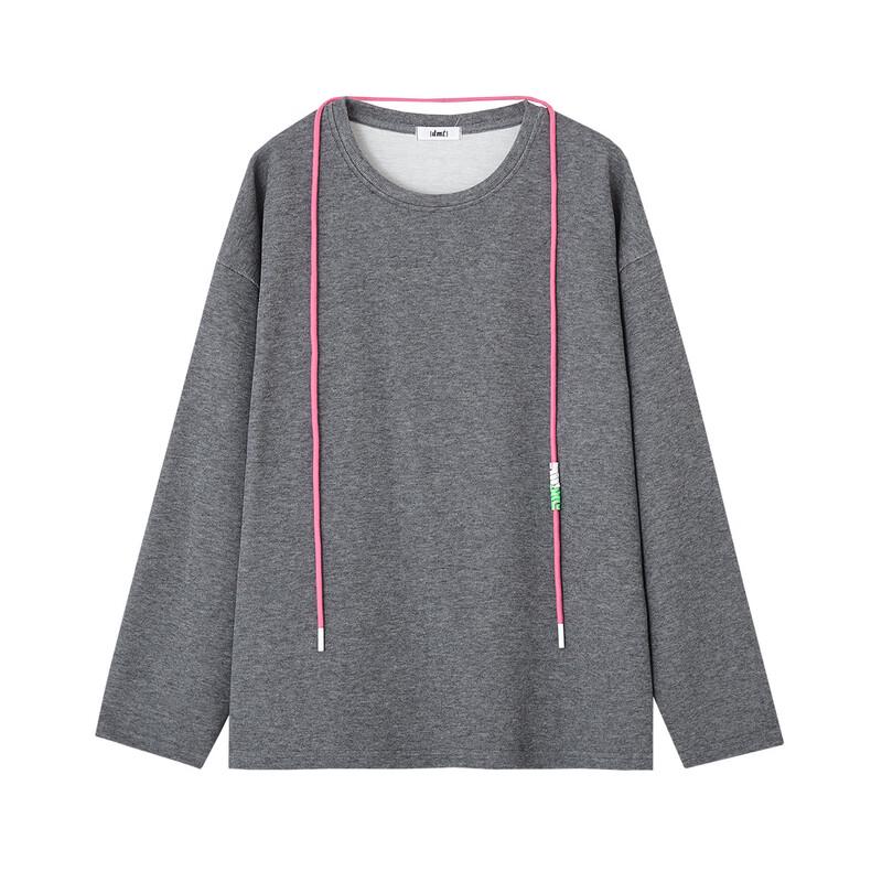 Demana Women's College Style Round Neck Sweatshirt with Contrast Drawstring
