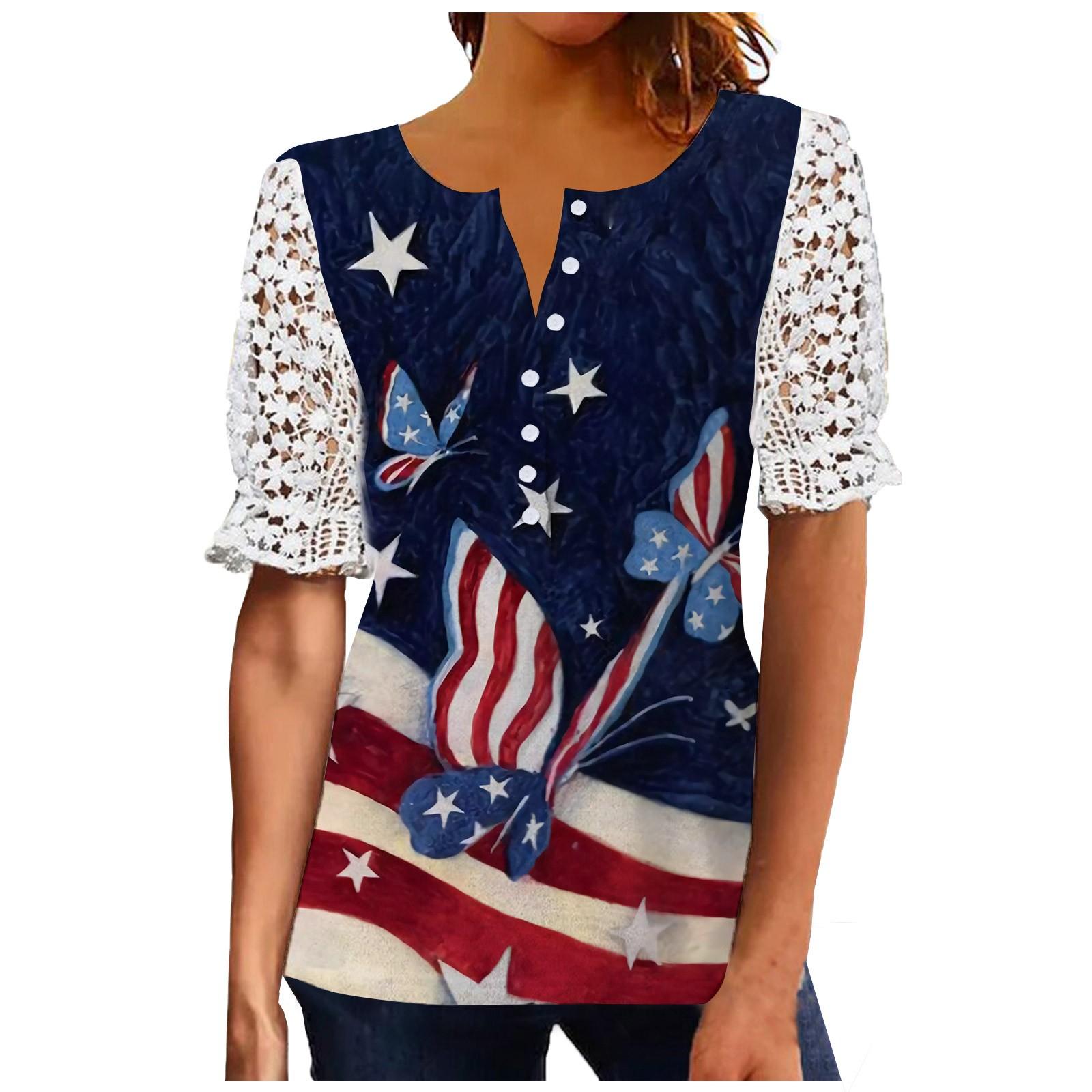 

Женская одежда, летняя повседневная пляжная накидка, свободная винтажная шифоновая короткая рубашка с принтом Дня независимости, скрытая туника на животе, топы XXL