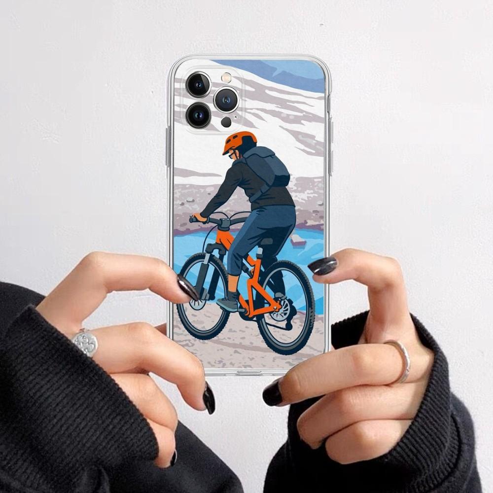 Bike Cycling art Phone Case For iPhone 11 12 13 14 Mini Pro Max XR X XS TPU Clear Case For 8 7 6 Plus SE 2020