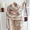 Oversized Korean Linen Shawl Dual-purpose Silk Scarf Travel Photo Sun Protection Beach Towel Extended Scarf Women's Versatile