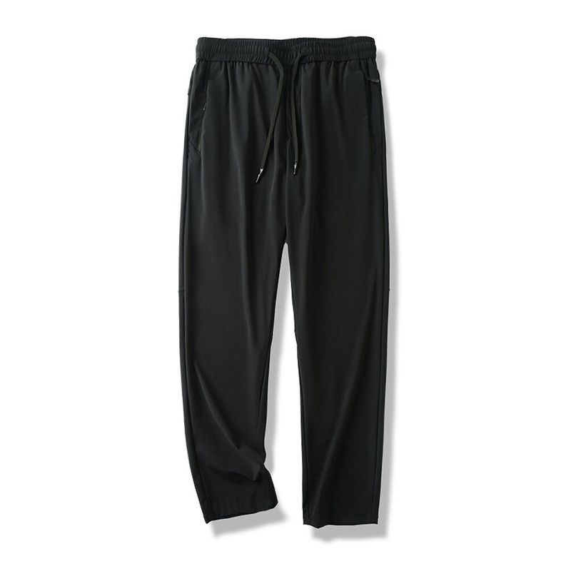 High Elastic Air Conditioning Ice Feeling Ice Silk Pants Men Summer Thin 2024 New Straight Casual Pants Export Men s Pants Black M