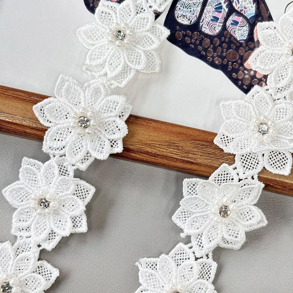 White Lace Double Petal Nail Drill Barcode Clothing Accessories Children'S Clothing Dresses Tops Decorative Accessories