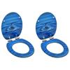 Day and Night - Day and Night Toilet Seat Cover Soft Close 2 Pcs MDF Blue Water Drop Design