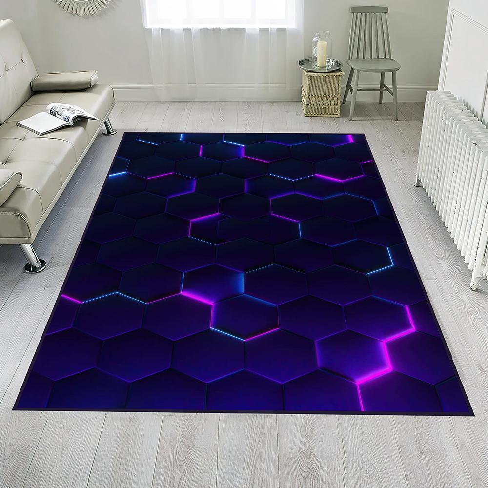 Anime Hexagonal Honeycomb Door Mat Entrance Non-slip Washable Kitchen Carpet Living Room Hallway Rug Bathroom Decoration