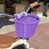 Hand-Woven Rattan-Style Detachable Bicycle Storage Basket for Children's Scooters - Small, Lidless