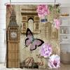 Retro Printed Shower Curtain Mildew Washable Curtain with Hooks Bathroom Decorative Curtain Nordic Flowers 3D Shower Curtains