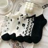 5/10/20 Pairs Women Cartoon Flower Printed Short Socks Cute Sweet Style Soft Comfortable Sweat Absorbing Breathable Casual Socks