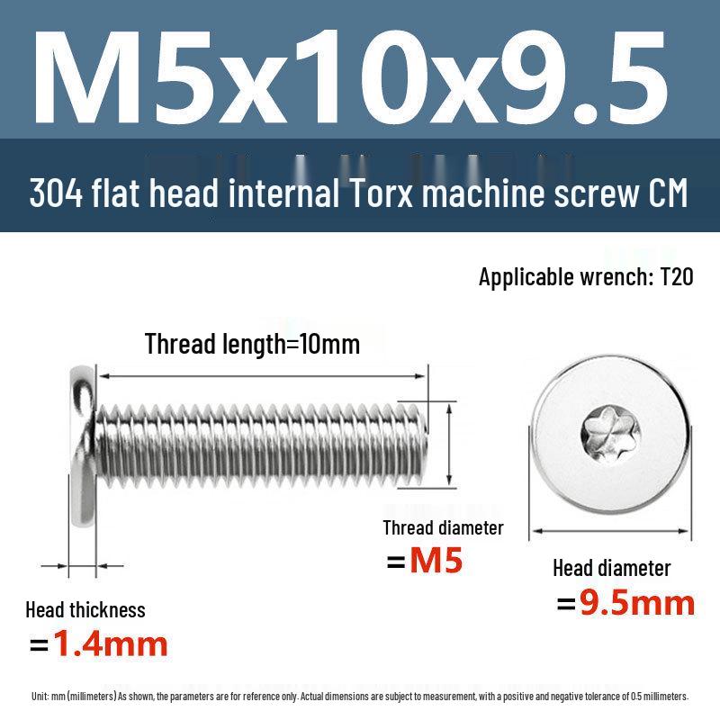 Yigu 304 Stainless Steel Thin Flat Head Torx Screw M2-M8 for Computer Machines