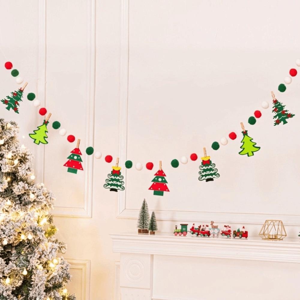Warm Light Wall Hanging Banner Cartoon DIY Pull Flag Durable LED Light String Holiday Decor