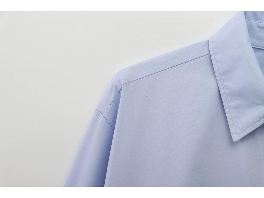 Spring/Summer 2025 European & American Gold Button Turn-Down Collar Long Sleeve Loose Shirt