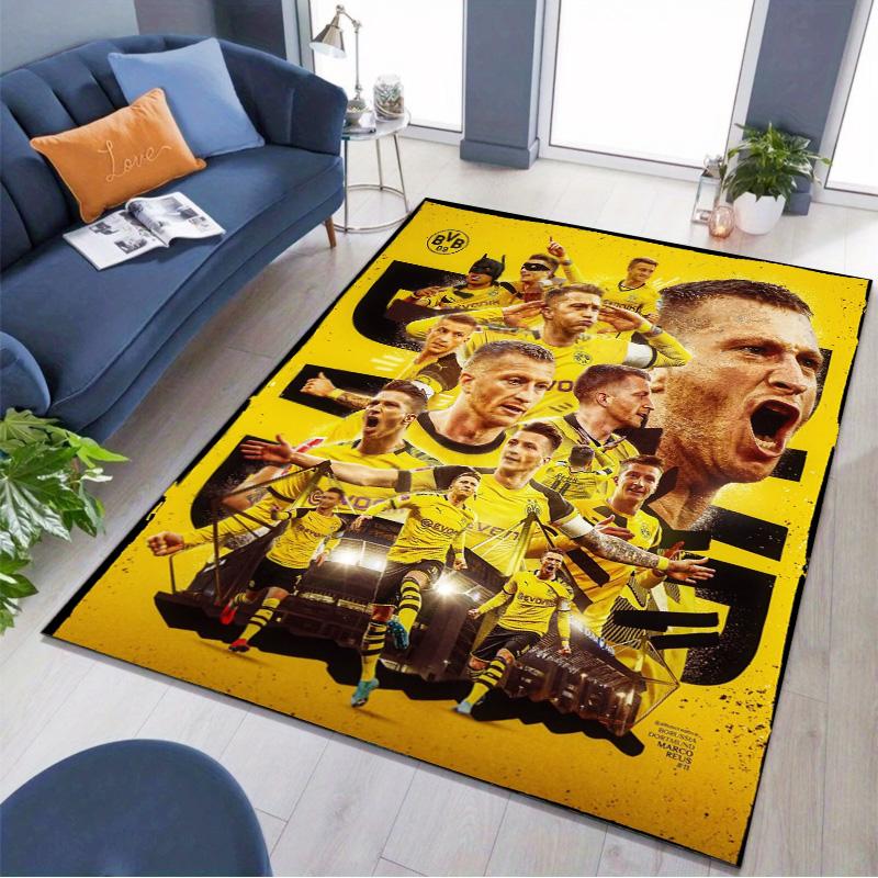 Tappeto Stampato Collage Giocatori Calcio Dortmund Antiscivolo Rettangolare Tappetino per Pavimento Fan Calcio Stanza dei Giochi Decorazione per la Casa
