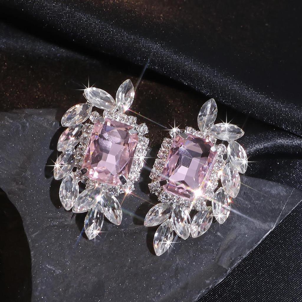 Luxury Rhinestone Tassel Clip-On Earrings for Women - Bridal Accessories