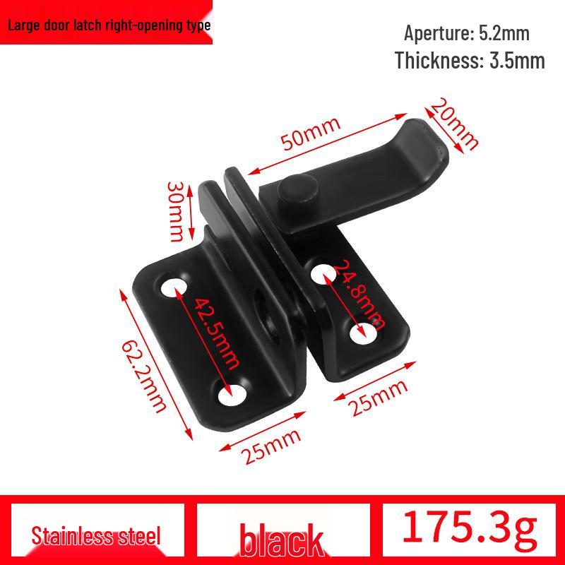 90° Anti-Theft Bathroom Sliding Door Latch Clasp with Old-Fashioned Hinge Bolt