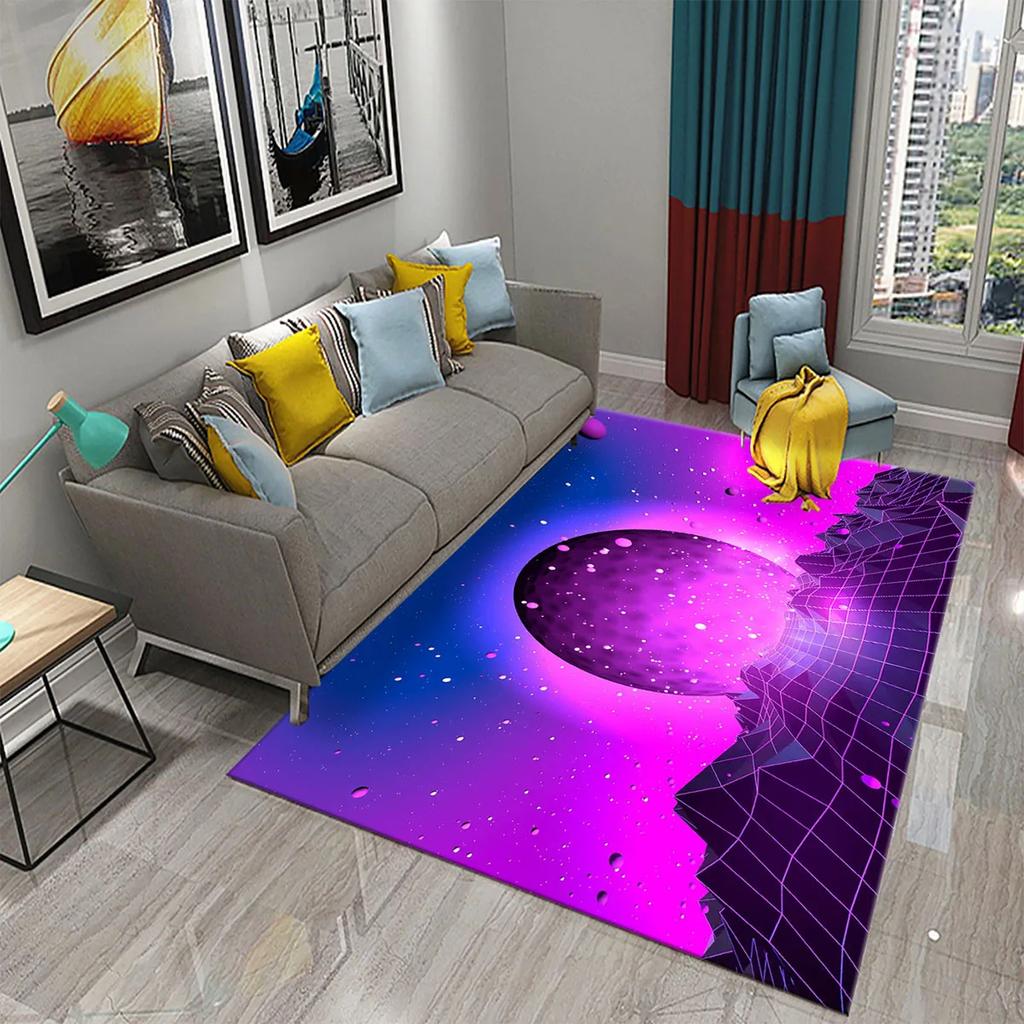 3D Colorful Neon Wave Carpet Rug for Living Room Kids Bedroom Decor Kids Play Crawling Floor Mat Bathroom Kitchen Non-slip Rugs