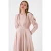 Long Sleeve Draped Islamic Clothing Evening Dress Beige