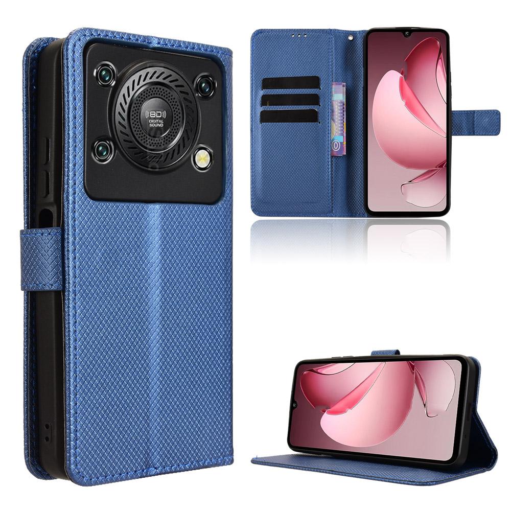 For Oukitel C60 Pro/Oukitel C60 Leather Wallet Case with Strap Diamond Texture Phone Cover