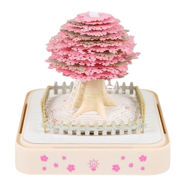 Festives 3D Paper Sculpture Calendar with LED Light 2025 Desk Memo for Everyday Use Notepad Carving Accessories