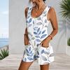 Plus Size Sleeveless Patch Pocket Tank Short Romper