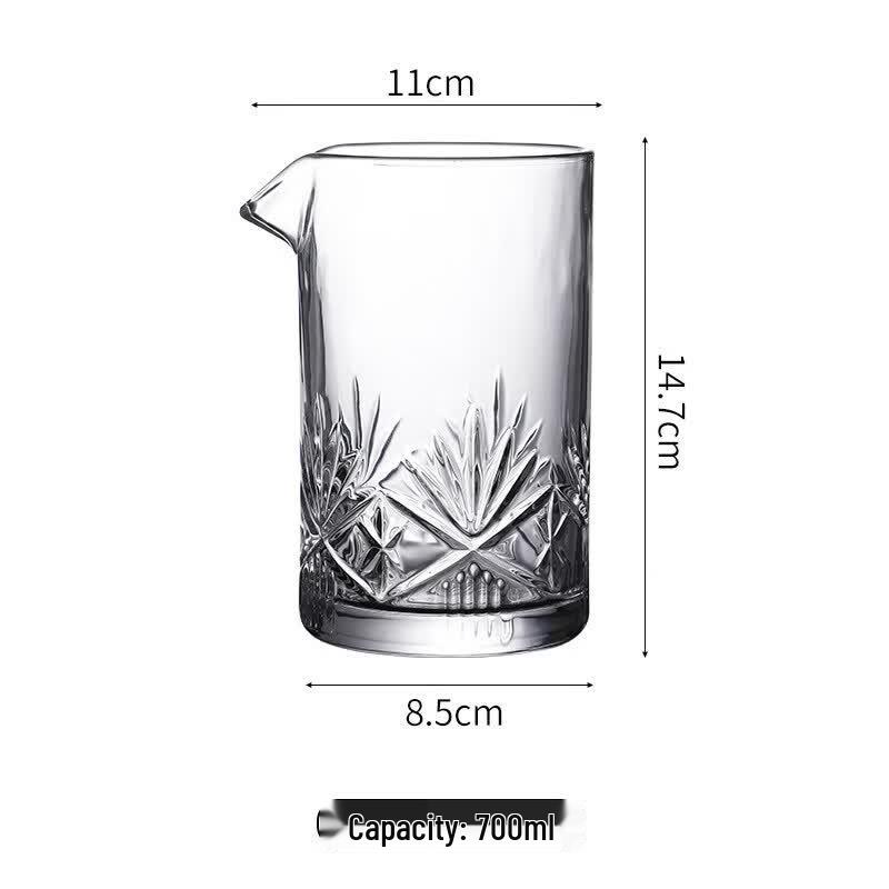 ZISIZ Japanese Style Engraved Glass Cocktail Mixing Glass