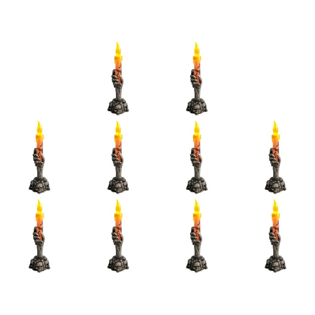 1-10PCS Halloween Skull Candle Holder LED Light Skeleton Ghost Hand Flameless Candle Light Party Bar Decoration Decorative