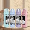 1PC Croissant Coffee Retro Stamp 750ml Color Plastic Sports Water Bottle Leakproof Flip Straw Lid Suitable for Sports Office Home Use