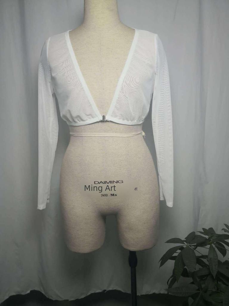 Transparenter, kurzer Cardigan aus Netzstoff mit langen Ärmeln