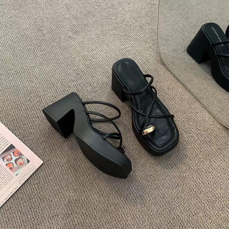Platform Slippers Women's Summer Outer Wear New High-end Feeling Beautiful Thick Heel Height Small Word High Heel Sandals