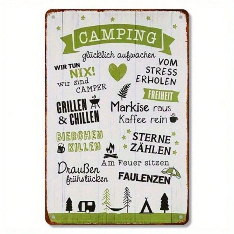 

Vintage Metal Poster Wall Art, Retro Camping Sign for Garage Home Decor 8x12 Inch