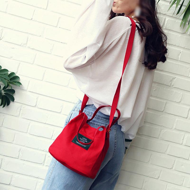 Women's Bag Canvas Bag Crossbody Bag Lady Shoulder Bag All-match Solid Color Small Bags