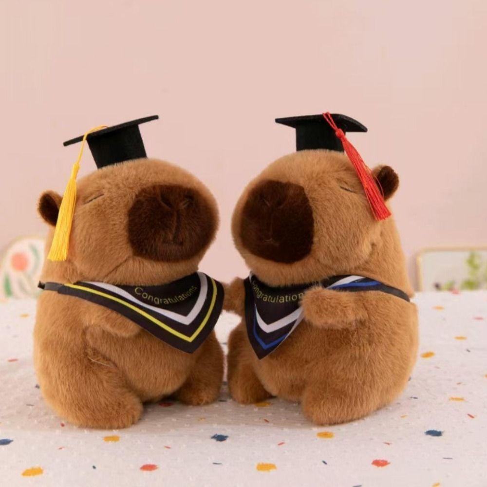 Cartoon Design Graduation Capybara Plush Toy 25 CM Doctor Hat Capybara Party Decor