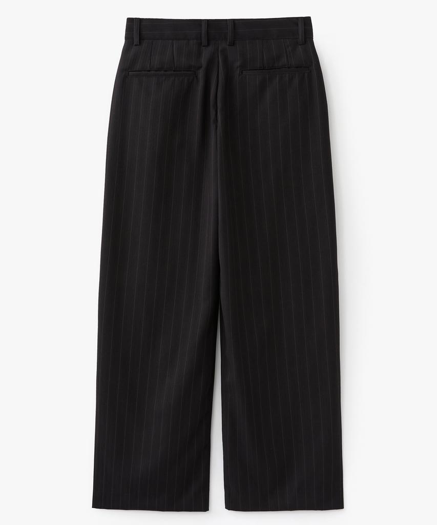 COFWI Melsa Double-Pleat Striped Wide Slacks Black