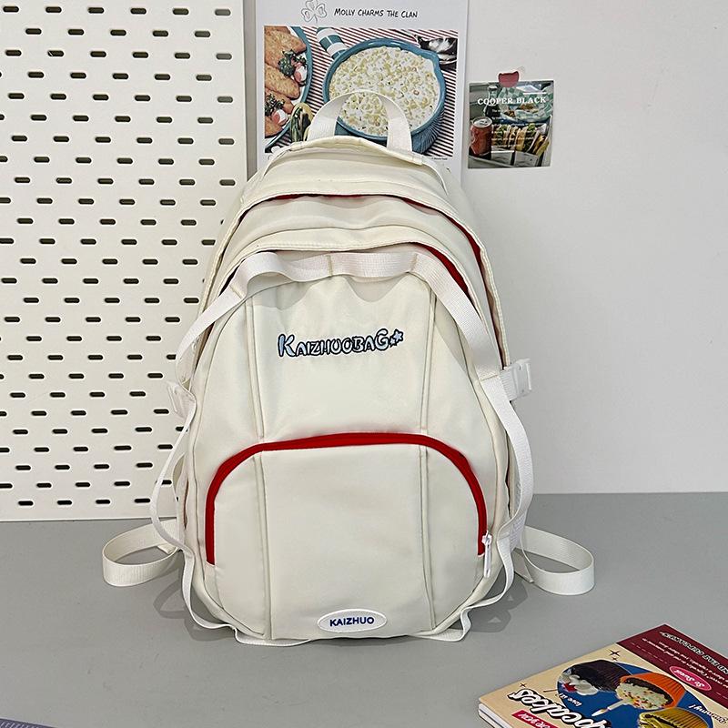 

Школьный рюкзак новый школьный рюкзак женский большой вместимости текстурированный для старшеклассника ученика средней школы рюкзак студента колледжа для путешествий белый