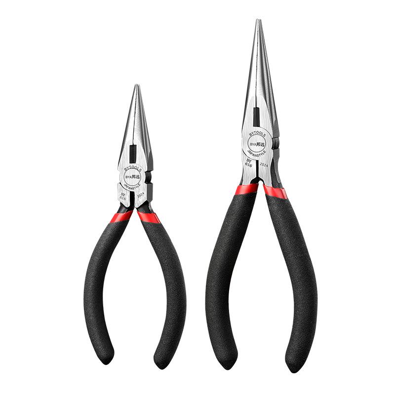High-Quality Precision Needle Nose Pliers - 5 & 6 Inch, Handmade Jewelry Pliers, Round Bent Flat Nose, Toothless Design