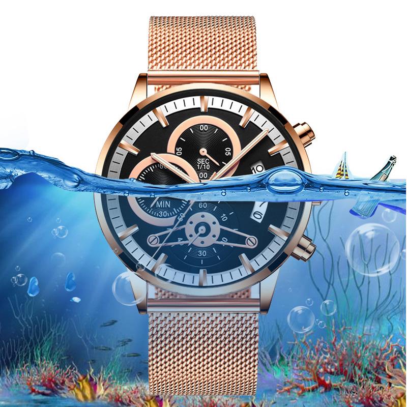 DEDIMA New Quartz Watch Brand Luxury Waterproof Chronograph Luminous Casual Men's Clock Three Eyes 6-pin Multi-function Watches