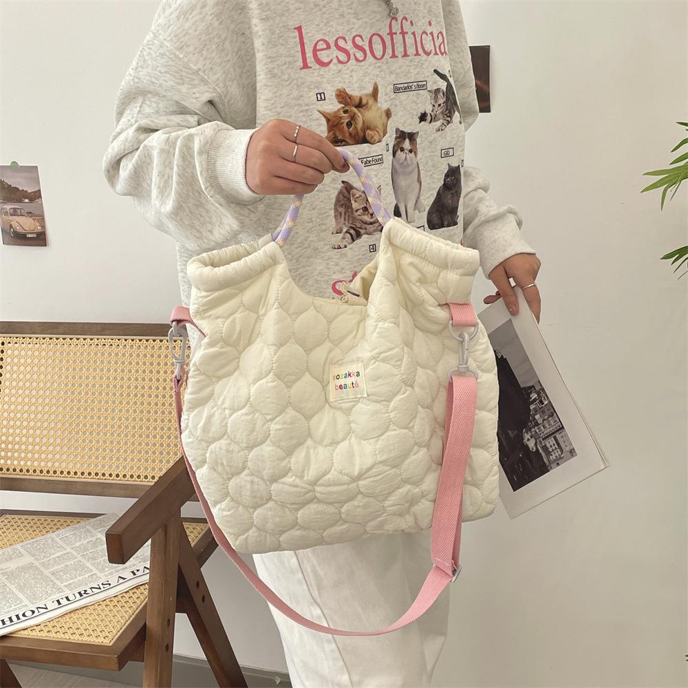 

Стеганая сумка Macaron Love Cute Gourd, переносная холщовая сумка, большая вместимость, универсальная сумка-тоут, сумка-мессенджер