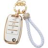 Gold-Rimmed Car Key Set with Diamond Ring Pendant Key Chain