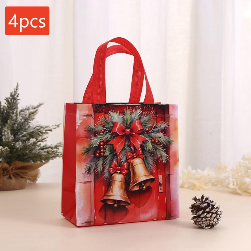 

4 шт. Рождественский подарочный пакет Санта Нетканый пакет Рождественские украшения для дома 2025 Рождество Navidad Noel Подарки Год Упаковочный пакет