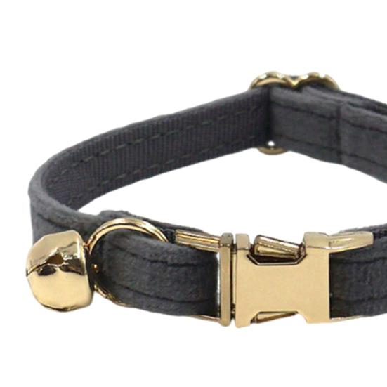 Cat Collar Velvet Solid Color Pet Chocker Necklace with Bell Adjustable Neck Collar for Cat Kitten Puppy Small Dogs