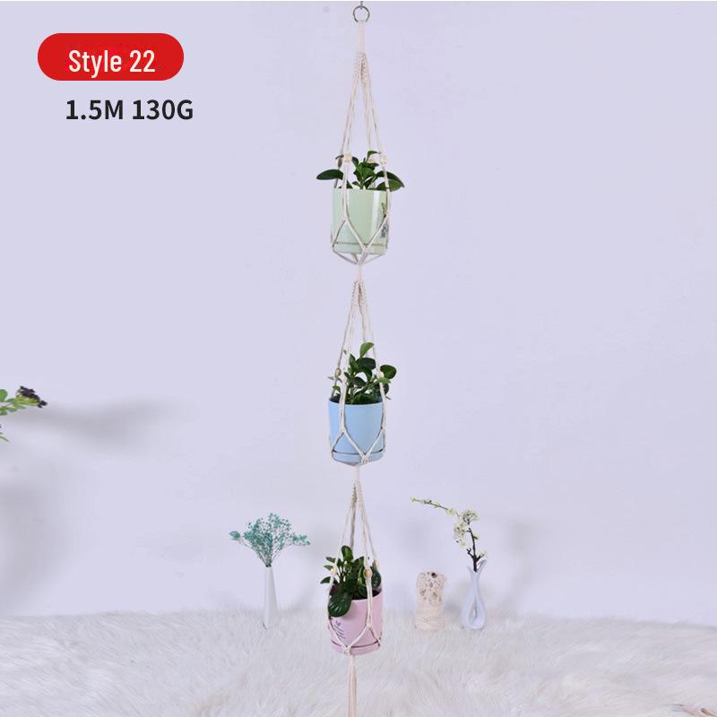 Handwoven Hanging Basket for Flower Pots - Decorative Gardening Net Rack