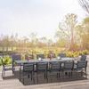 Garden Furniture Set in Aluminium and Textilene Extendable Table 8/12 People 12 Stackable Chairs Grey