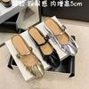 Single Shoes Women's Pleated Temperament Versatile Soft Sole Round Head Half-support Shoes One-word Buckle Belt Mary Jane Shoes Women