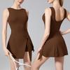 Women Backless Sports Dress Fake Two Piece Anti Chafing Anti Exposure Tennis Skirt Quick Dry Breathable Yoga Fitness Workout Active Dresses