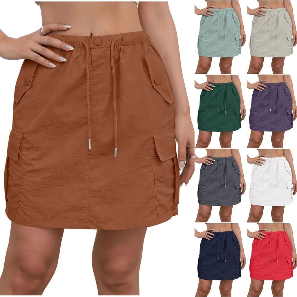 Dame Mode Bukser Og Nederdele Ensfarvet Elastisk Talje Lomme Afslappede Shorts