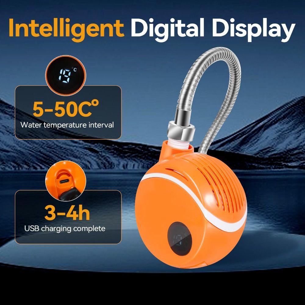 Waterproof Pump Head Outdoor Shower Digital Temperature Display Rechargeable Shower  Hiking