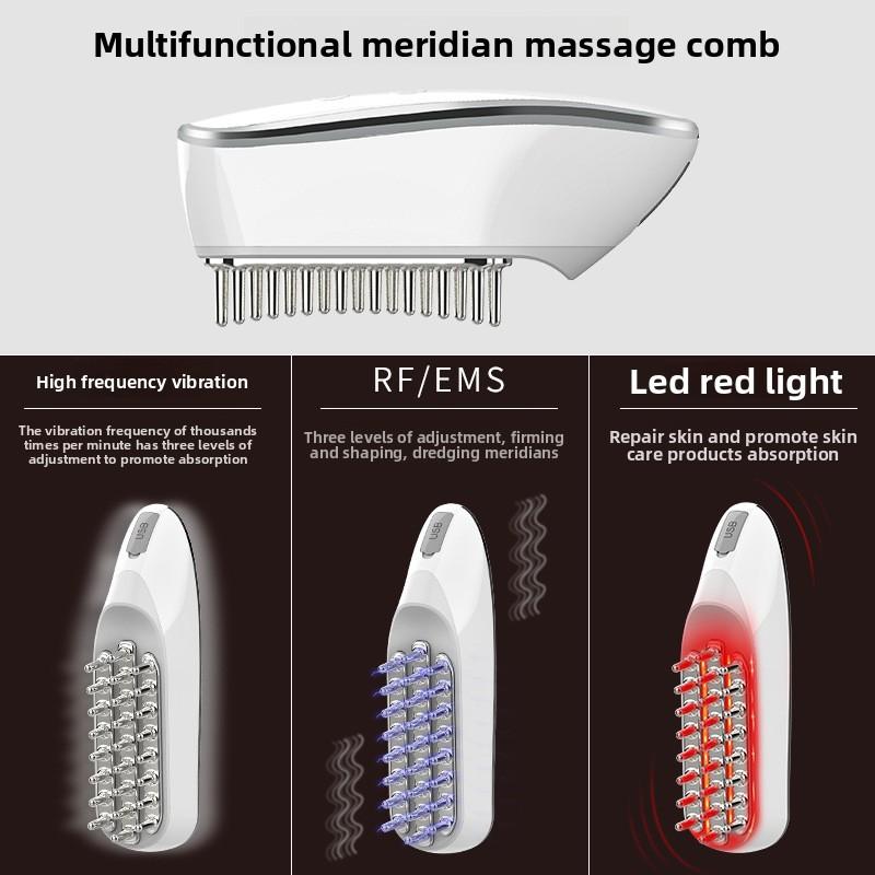 Peigne de Massage EMS Lumière Rouge Vibration Peigne à Cheveux Peigne de Massage Méridien Multifonctionnel Peigne de Massage Laser pour Cheveux