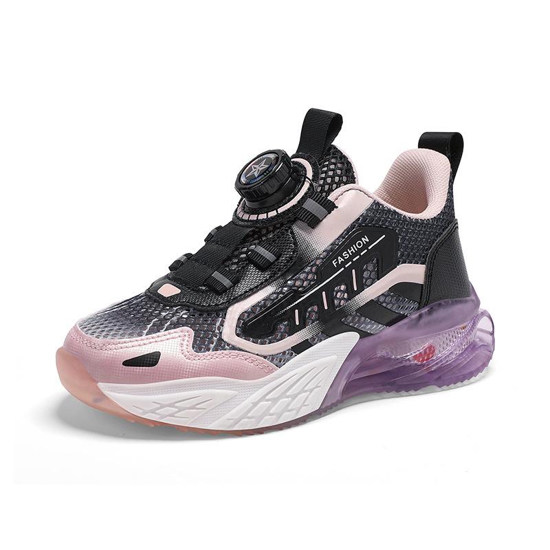 Boys' shoes spring and autumn new children's sports double mesh breathable soft sole non-slip children's running shoes buttons
